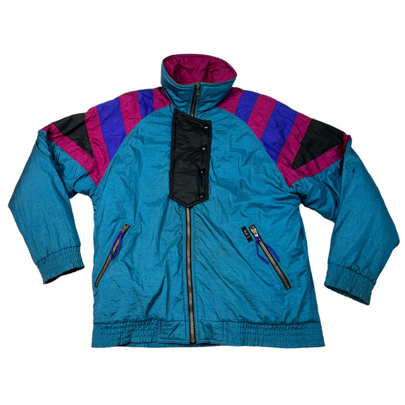 VTG 90s Womens Size Medium Colorblock Retro Ski Snow Jacket Colorblock - Picture 1 of 11